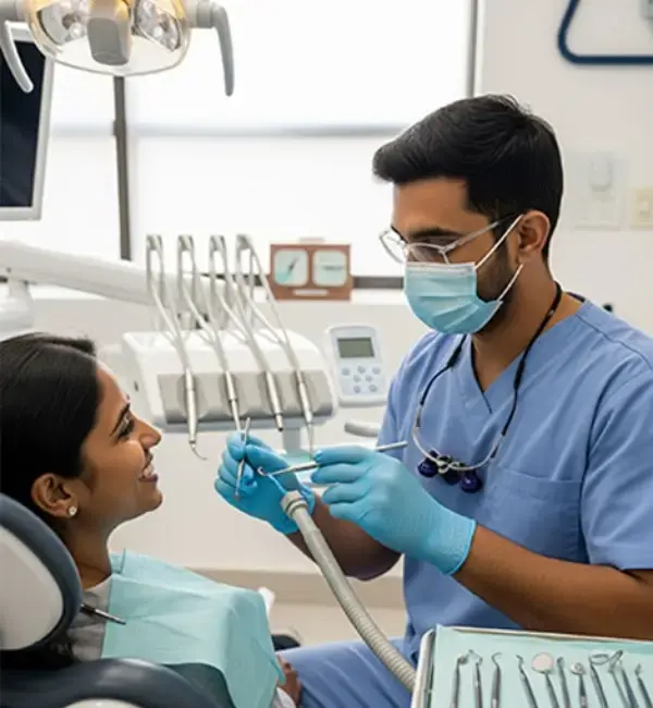 Dentist explaining dental treatment options